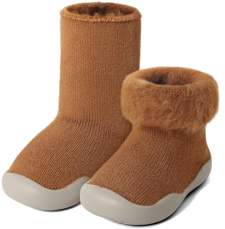 MK MATT KEELY Lauflernschuh Baby Winter Sockenschuhe Warm Plüsch Kleinkind Mädchen Jungen Krabbelschuhe Outdoor mit Anti-Rutsch-Sohle