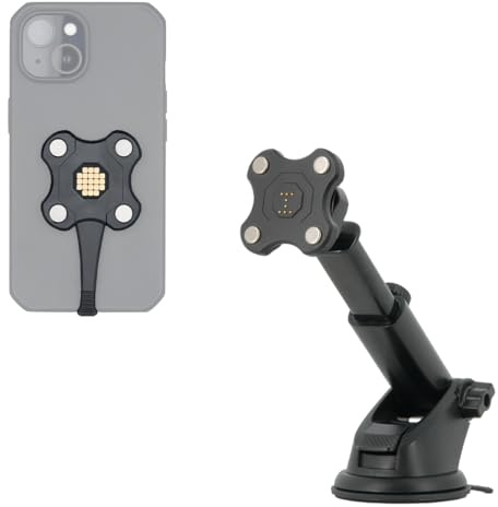 MOBILIS Magnetischer Dongle Pogo Pin Empfänger + Saugnapfhalterung für Windschutzscheibe und Armaturenbrett im Auto 65 W - Universal-Smartphone-USB-C-Anschluss - Energia Mobile