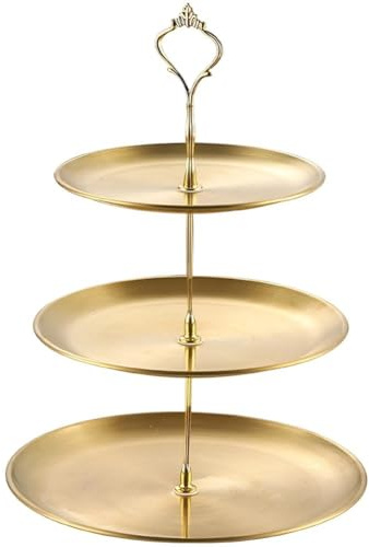 Fituenly Alzata per Torta Dorata a 3 Livelli in Acciaio Inox, Supporto per Cupcake per Il tè Pomeridiano, Vassoio Portata, Porta Cupcake per Compleanni, Matrimoni, Feste
