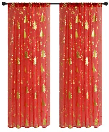 Wzxksoac 2 Pcs Festive Christmas Curtains with Snowflake Print Window Curtains for Living Room 52 W X 94.9 L