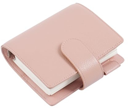 Moterm Elite Pocket Rings Planer - Echtleder Ordner A7 Organizer ohne großes Rückfach(Kiesel-Staubrose,25mm ring)