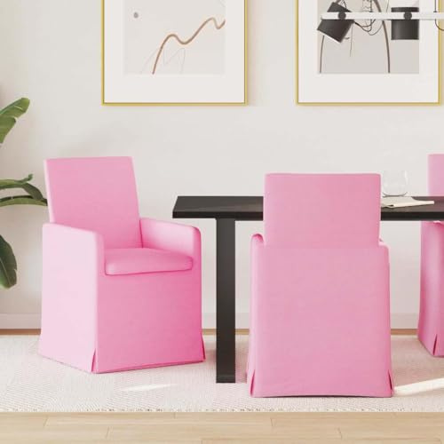 Owoxanthellate Rosa Esszimmerstühle 2er Set aus Stoff 57x67x95 cm mit Armlehne und Rollen ergonomisch modern für Küche Esstisch Wohnzimmer