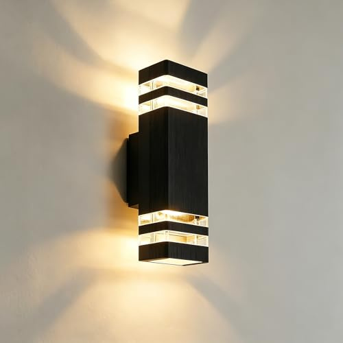 HomeyHoney Wandleuchte Innen/Aussen, Up and Down Wandlampe GU10 | Aluminium Außenlampe IP54 Wasserdichte, Außenbeleuchtung für Eingang, Terrasse, Garten, Garage (Ohne Leuchtmittel)