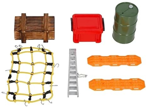 MYUHEDF RC Upgrades Spare Parts RC For Rock Crawler Cars Decorative Set For Climbing Rod Axe For Spade Shovel Winch Oil Pot Wooden Box Parts Accessories
