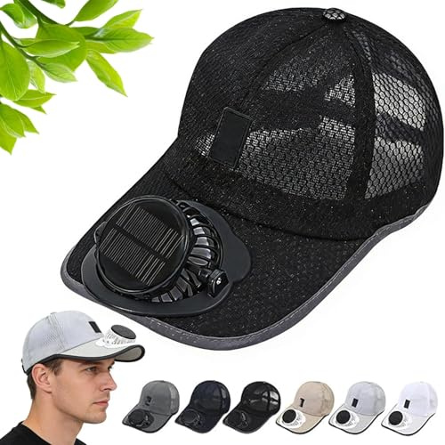 Solar Rechargeable Baseball Cap with USB 3-Speed Fan Outdoor Solar Powered Breathable Baseball Cap for Hiking