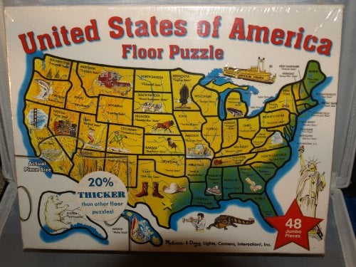 48-piece Deluxe United States Map Cardboard Floor Puzzle