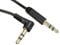 World of Data 1m Right Angle to Straight 3.5mm Audio Jack Cable - - 24k Gold Plated - Audio - Stereo - Male to Male - BLACK coloured