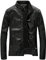PengGeng Herren Lange Ärmel Reißverschluss Lederjacke Bikerjacke Mit Stehkragen Wärme Mantel Schwarz 1 S