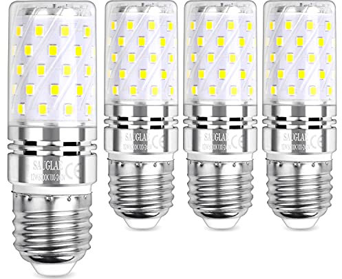 SAUGLAE LED Maíz Bombilla 12W, 100W Incandescente Bombilla Equivalentes, 6000K Blanco Frío, E27 Tornillo Edison, 1450lm, 4-Pack