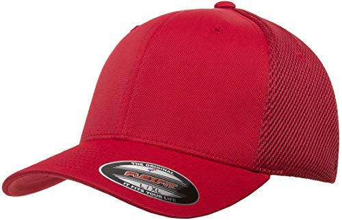 Flexfit Men's Ultrafibre Airmesh Fitted Trucker Hat, Red, L-XL