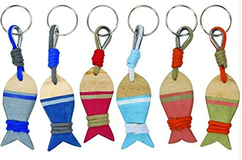 Schlüsselanhänger aus Holz, schwimmend, Motiv Fische