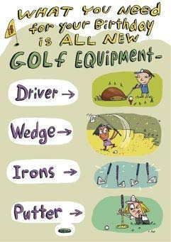 Humorvolle Geburtstagskarte – Männlich/Weiblich – Golf Equipment – aus der Mooning Duck Reihe (Ukg-616394)