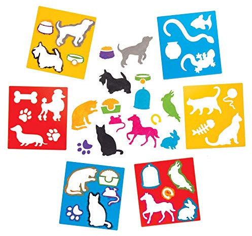 Baker Ross AW544 Schablonen „Haustiere“ zum Malen (6 Stück) – Schablonenset aus abwaschbarem Kunststoff für Kinder, a_NA