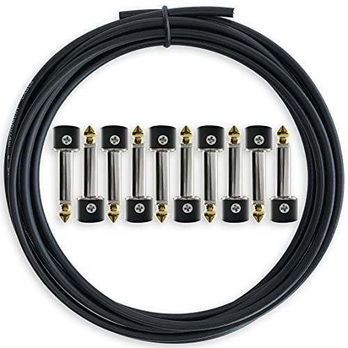 Crosby Kit de cables pedalera sin soldadura - No se requiere pelar los cables, 3 metros de cable y 10 conectores de punta de oro con tornillos magnéticos para hacer 5 cables personalizados