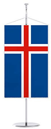 Vispronet® 15 x 25 cm Tischbanner Nationalfahne Set ✓ Fahne & Chrom-Ständer ✓ Kordel-Rand (Island)