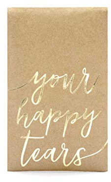 RiloStore 20 Packungen Taschentücher Hochzeit Vintage Design Gold braun Your Happy TEARS