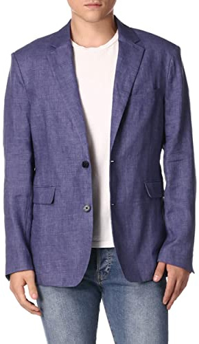 Cubavera Men's Collection Delave Linen Sport Coat, Navy Peony, X-Large
