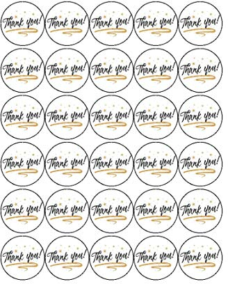 30 x Thank You (D2) 1.5 (3.8cm) PRE-CUT PREMIUM RICE PAPER Edible Cake Toppers