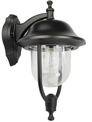 Licht-Erlebnisse Wand Außenleuchte hängend aus Aluguss in schwarz rustikal E27 H:44cm Aussen Garten Hauswand Wandlampe Wandleuchte Eingang Beleuchtung Außenlampe