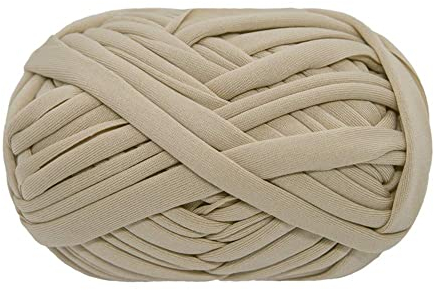 T-Shirt Garn Strickgarn Stoff Häkelstoff für Summer Hand DIY Tasche Decke Kissen Häkelprojekte 100g (# 22 Hellbeige)