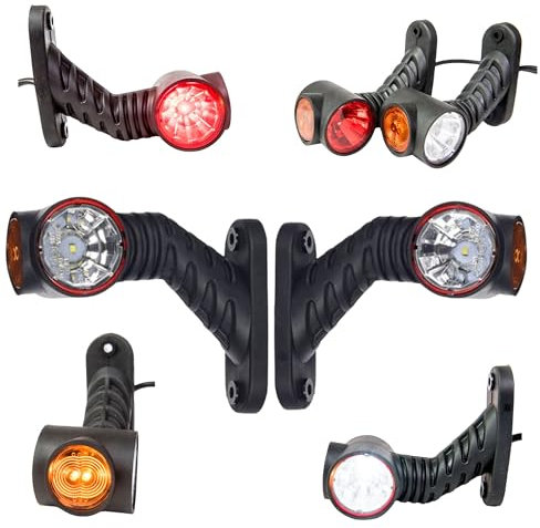 2 x LED Gummi Begrenzungsleuchte Seitenleuchte 12V 24V mit E-Prüfzeichen Positionsleuchte Auto LKW PKW Wohnwagen KFZ Lampe Leuchte Licht Weiß Rot Orange