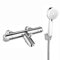 ENKI, Dune, BBT0215, Chrome, Thermostatic Deck Mounted Bath Shower Mixer Valve with Shower Head, Hose & Bracket, Solid Brass, Anti-Scald Device, Modern, 1-Year Guarantee
