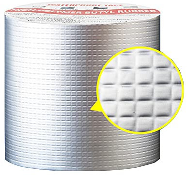 CTRICALVER Wasserdichtes Klebeband, Butylkautschuk Aluminiumfolie Tape, Dickes Dichtband, für Dachleckage, Oberflächenriss (5m*10cm*1mm)