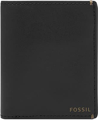 Fossil Herren-Geldbörse aus Leder, schmal, minimalistisch, mit doppelter Vordertasche, Joshua Black, Bifold
