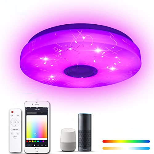 ANKBOY LED Plafón RGB con Mando a Distancia Tuya APP Control Regulable Musical Lámpara de Techo con Altavoz Bluetooth Compatible con Alexa/Google Home para Salón Habitacion Infantil Redonda 33CM