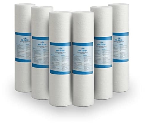 Bellerofonte Filtro Acqua Tazza Sedimenti Cartuccia 10 Pollici 10 Micron per Impianti Filtrazione, Rimuove Sabbia, Fango e Impurità Sospese, 6 Pezzi