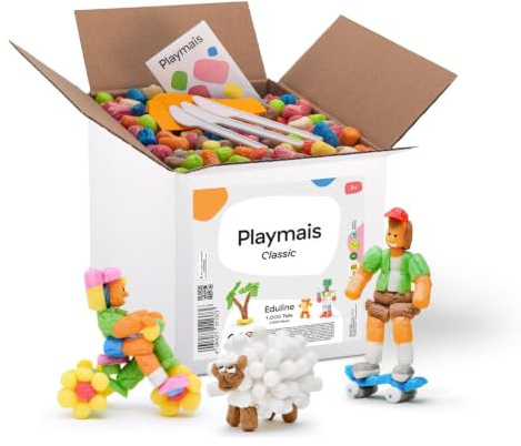 Playmais Eduline 1000 Teile | Bastelset | natürliches Spielzeug | inkl. 3 Schwämmchen, 3 Bastelmesser | vegan, verantwortungsvoll & sicher für Kinder & Umwelt | ab 3 Jahren