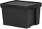 Bam Heavy Duty Plastic 100% Recycled Heavy Duty Storage Box With Lock Lid Storage Container Stackable & Nestable Multipurpose Organising Box Home Garden Garage office Toys Kitchen (45 LITRE, BLACK)