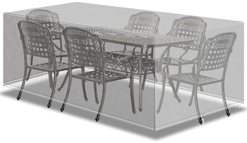 PATIO PLUS Gartenmöbelabdeckungen, Rechteckig, Möbelabdeckung, Tischabdeckung für draußen, Wasserdicht, Winddicht, Anti-UV, 170x95x70cm Transparent