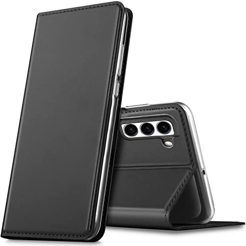 Verco Handyhülle für Samsung Galaxy S23 Plus, Premium Handy Flip Cover für Samsung S23+ 5G Hülle [integr. Magnet] Book Case PU Leder Tasche, Schwarz