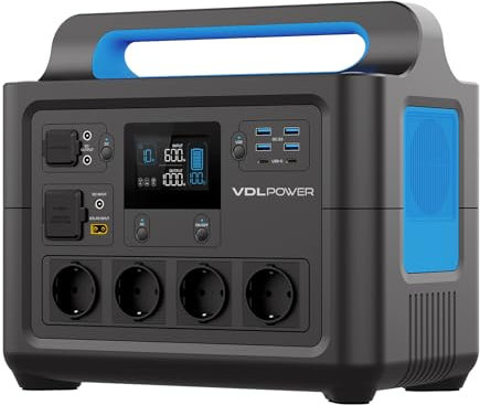 VDL Generador Solar 1500W, 1228Wh Estación de Energía con 4x 1500W CA Salidas (2000W Pico), Batería de Respaldo para Cámping, Autocaravanas, El Hogar y Emergencia HS1500