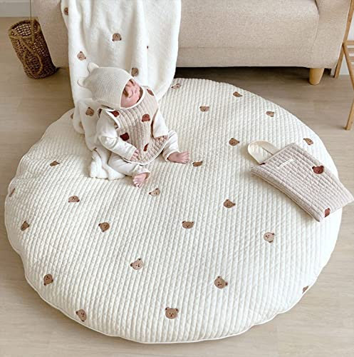 Fouriding Baby Spielmatte Niedlich Weißer Bär Kinder Krabbelmatte Baby Schlafen Baumwollteppiche Baby Spiel Turnhalle Matte für Aktivität Turnhalle Bodenmatte Kinderzimmer Dekorativ