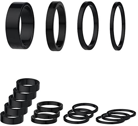 18pcs Bicycle Headset Spacer Kit, 4 Sizes Bicycle Headset Spacer Aluminum Alloy Bike Handlebar Stem Spacers for 1-1/8 Mountain Bike Road Bike Handlebar (10mm 5mm 3mm 2mm)