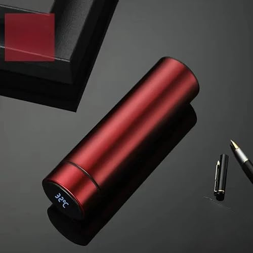 Isolierte Vakuum Thermoskanne Thermosflasche Trinkflasche mit LED-Temperaturanzeige 304 Edelstahl 500ml zum Heiß- oder Kalthalten Perfekt für Büro, Baby, Home, Reise, Sport (rot)