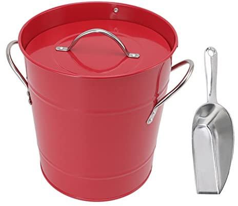 Greensen Eiswürfelbehälter mit Deckel und Eisschaufel, Doppelwandig Isoliert, 19,5 x 20,5 x 16 cm, Rot