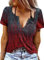 Eniloyal T-Shirt Damen V Ausschnitt Damen T Shirt Sexy Baumwolle Tshirt Damen Elegant Damen Oberteile Oversized Graphic T-Shirts für Damen Sommer mit Aufdruck Basic T Shirt Locker Tie Dye L