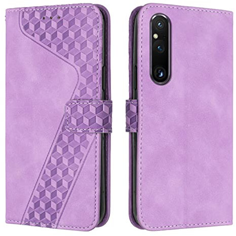 OKZone Coque pour Sony Xperia 1 V 2023, Etui Protection Housse Premium en Cuir PU Portefeuille Étui Téléphone [Fermoir Magnétique] [Fentes pour Cartes] Flip Case pour Sony Xperia 1 V 2023（Pourpre