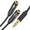 Headphone Mic Splitter 3.5mm Jack Audio Mic Braided Adapter Aux Male to 2 Female PC Headset Microphone Cable Compatible with Gaming Headset, Speaker, Desktop, Laptop, Xbox, PS5 PS4 Controller