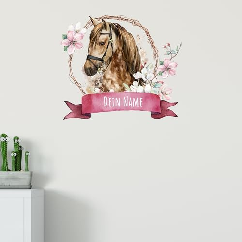 GRAZDesign Wandtattoo Pferd mit Namen personalisiert, Kinderzimmer für Mädchen - 46x40cm