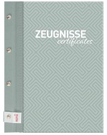 ROTH Zeugnismappe Pattern mit Buchschrauben - Dusty Mint - mit 12 A4 Klarsichthüllen, erweiterbar