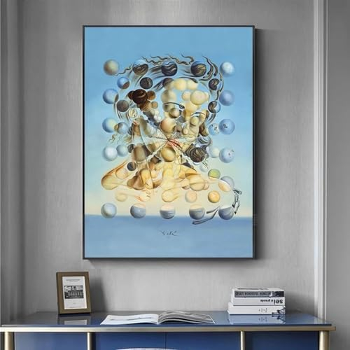 KQZVCU Berühmtes Gemälde Salvador Dali Galatea der Sphären, Leinwandgemälde, Wandkunst für Wohnzimmer, Heimdekoration, 80 x 110 cm, Rahmenlos
