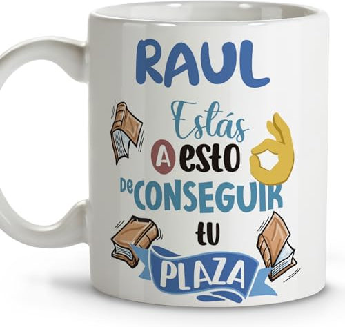 LolaPix Regalos para opositores. Tazas personalizadas con nombre. Tazas originales para regalar. Regalos opositores. Oposiciones. Taza cerámica 330 ml.