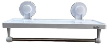 Genérico Estantería de baño con Ventosa y Toallero, Ventosa de Vacío de Alta Resistencia SIN Taladro, Extraíble Organizador de baño con Ventosa, 4.0Kg