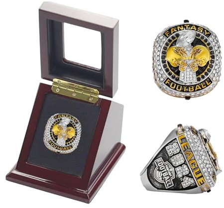 HYKJSHED 2024 Fantasy Football Ring mit Vitrine Championship Ring FFL Champions Ring Souvenir Fan Geschenk(Size:11)