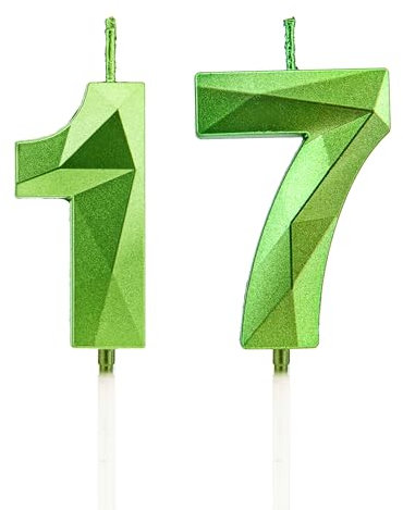 17 Geburtstag Kerzen, Grün Zahlenkerzen Geburtstagsdeko, Happy Birthday Cake Toppers für Geburtstagsfeiern Hochzeiten Firmenjubiläen (Grün, 17)