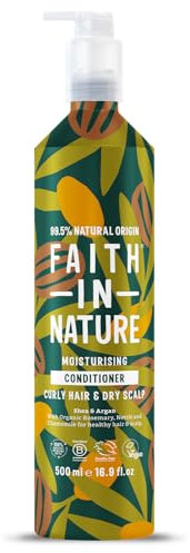 Faith In Nature 500ml Metal Bottle Natural Shea & Argan Conditioner, Moisturising for Curly Hair & Dry Scalp, Vegan & Cruelty Free, No SLS, Silicones or Parabens